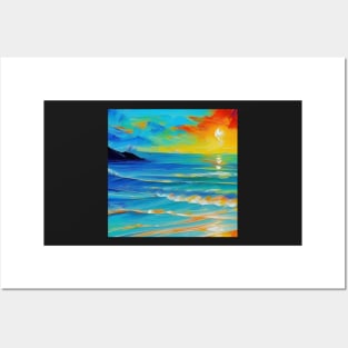 Beautiful Sunrise Oil Painting - Natural Beauty Posters and Art